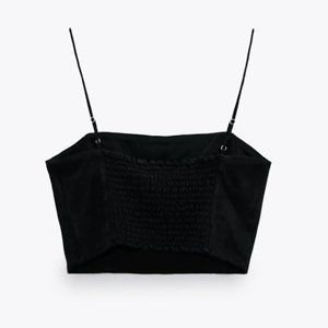 BLACK ZARA SATIN CROP TOP